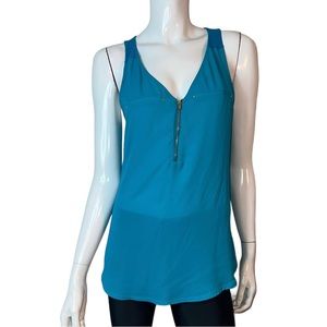 Express Sleeveless Zipper in Front Turquoise Blue Tank Top